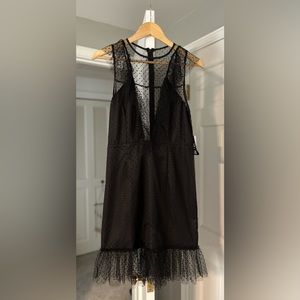 Rare London Swiss Dot Mesh Dress with Frills from Urban Outfitters